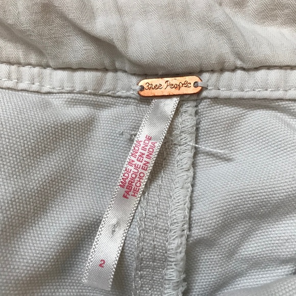 Free People 100% Cotton Roll Tab Khaki Pants Beige Tan Neutral 2 Outdoors Hiking - Picture 5 of 11